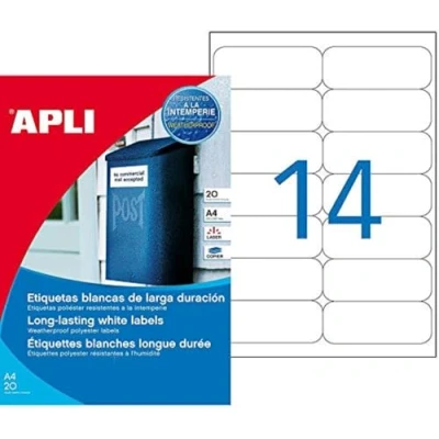 Afbeelding van Stickers/etiketten Apli Wit 20 Lakens 99,1 x 38,1 mm