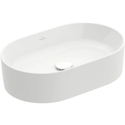 Afbeelding van Villeroy &amp; Boch Collaro opzetwastafel ovaal wit (56 x 36 cm) zonder