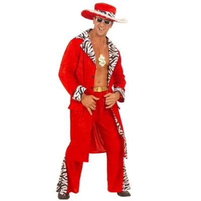 Afbeelding van Widmann Pooier Kostuum King Of Pimps Fever Man Rood Small Carnavalskleding Verkleedkleding