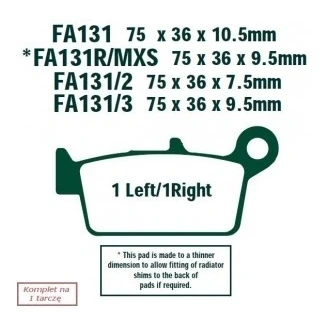 Afbeelding van EBC Brakes FA131R Remblokkenset
