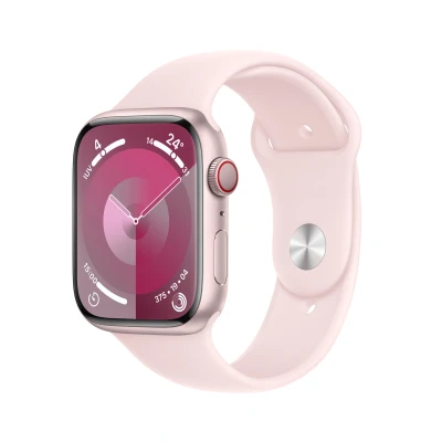 Afbeelding van Apple Watch Series 9 GPS + Cellular 45mm Pink Aluminium Case with Light Sport Band S/M