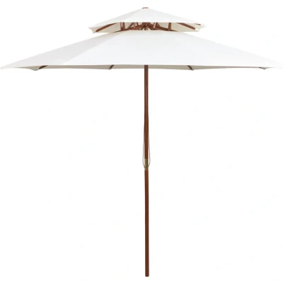 Afbeelding van Parasol dubbeldekker met houten paal 270 cm bordeauxrood
