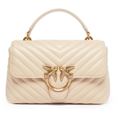 Afbeelding van Pinko LOVE LADY PUFF MINI Chevron Handtas Beige smoke/grey /antique goldcoloured, Dames, Maat: One Size, gold coloured