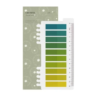 Afbeelding van Ordinate Sticky Notes 200 transparante zelfklevende notities voor markering, plakstrips, paginamarkers, notities, esthetiek, Full Color of Gradient (A stuks, Sunburst Green