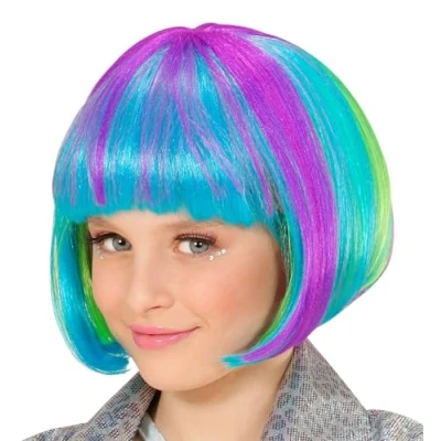 Afbeelding van Widmann 74594 kinderpruik Starlet met kleurrijke strengen, glamour carnaval party