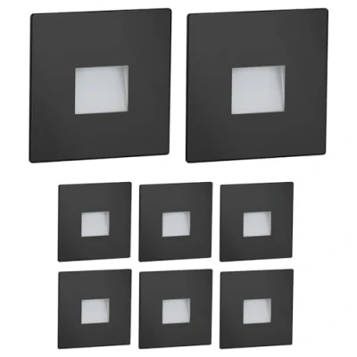 Afbeelding van ledscom.de LED trapverlichting/traplicht FOW voor binnen en buiten, downlight, hoekig, zwart, 85 x 85mm, koel wit, 8st.