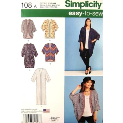 Afbeelding van Simplicity Eenvoudig naaipatroon 1108 voor kimono tops en vesten