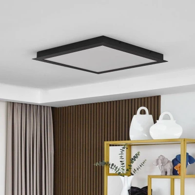 Afbeelding van Lucande Slimme plafondlamp RGB met dimmer CCT 1licht Ijzer, plastic H: 5 cm zwart, wit Inclusief lichtbron