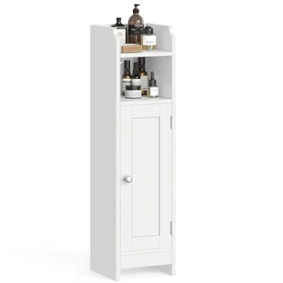 Afbeelding van VASAGLE Badkamermeubel, toiletkast, dunne kast, hoge opbergkast, verstelbare planken, ruimtebesparend, eenvoudige montage, wit BBC310W01