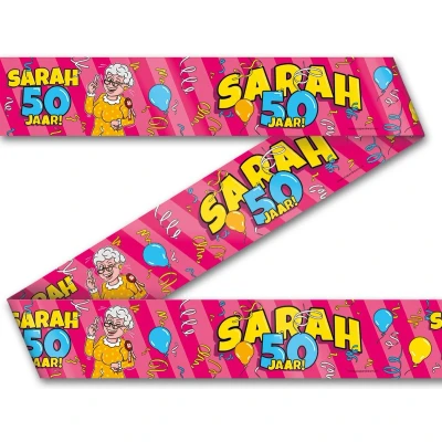 Afbeelding van Afzetlint 50 jaar Sarah Cartoon 12mtr
