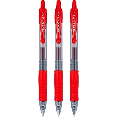 Afbeelding van Pilot G2 07 BL 7 gelbalpen, fijne punt 0,7 mm, lijndikte 0,39 rood, 3 stuks