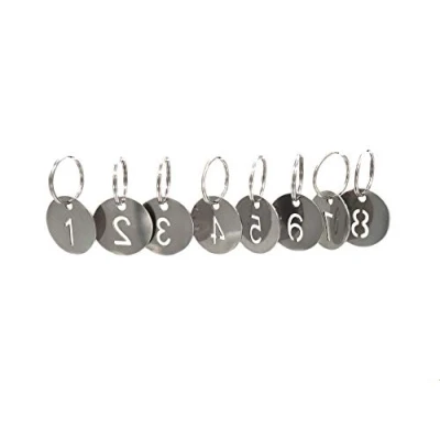 Afbeelding van Sleutelhanger van roestvrij staal 304 met ring, genummerde identificatielabels, 25 mm (1 tot 100), zilver.