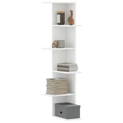 Image de vidaXL Étagère d&#039;angle murale blanc 36,5x36,5x140 cm bois d&#039;ingénierie852627