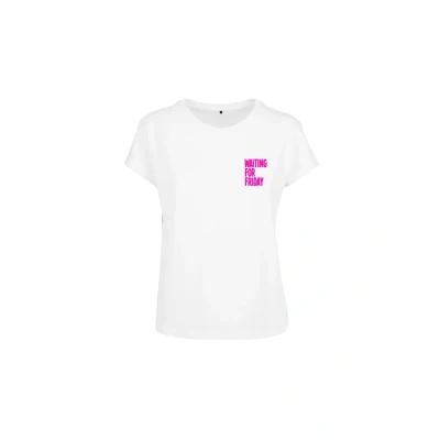 Afbeelding van Mister TEE Ladies Waiting FOR Friday BOX Tshirt print, Dames, Maat: XS, White/pink