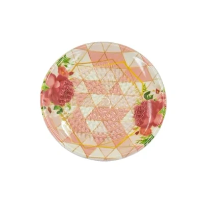 Afbeelding van Kaladia keramische rasp/keramische snijder ideaal voor gember, Parmezaanse kaas, enz. in roze met een bloem Diameter: 12 cm handgemaakt &amp; handbeschilderd Gemaakt Spanje