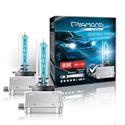 Afbeelding van 2x D3S Diamond Vision 8000K 35W 42V Xenon Lampen Koelblauw X treme Licht HID Kit Vervangset 12V Auto Koplamp, Blauwachtig Wit Licht, Whitevision, Koplampvervangingslampen Duo Box, Dubbele Set, PK32d 5