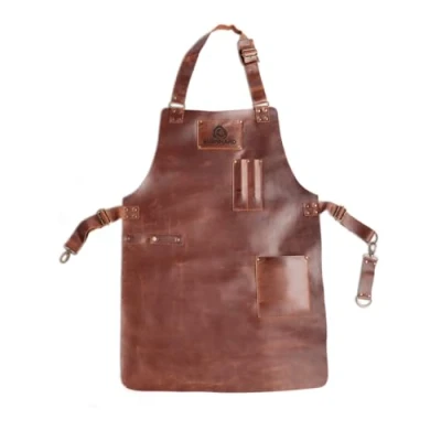 Afbeelding van Burnhard Leren Schort BBQ Barbecue Buffelleer Bruin