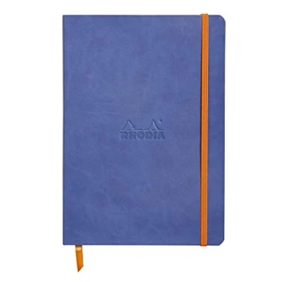 Afbeelding van Rhodiarama flexibles Notizbuch A5 80 Blatt Dot Lineatur, saphirblau 90g, mit Gummizugverschluss