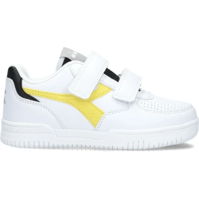 Afbeelding van Diadora Sneakers laag voor kinderen, Maat: 32, White yellow black Hoogwaardig imitatieleer