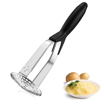 Afbeelding van Fousenuk Aardappelpers van roestvrij staal, professionele pure handmatige pers met antislip handvat, opvouwbaar, appelmolen voor fruit, groenten, babyvoeding