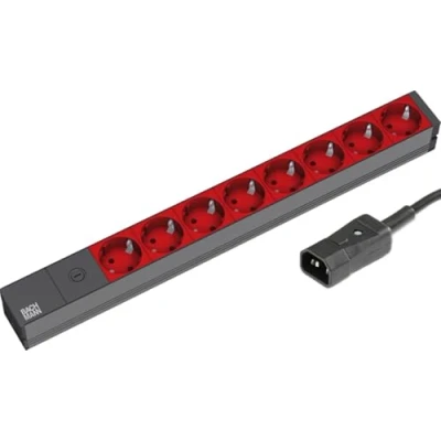 Afbeelding van C14 stekkerdoos Bachmann (8 x Schuko, stekker, Rood/Zwart)