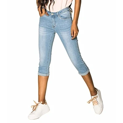 Afbeelding van Nina Carter P132 Jeansbroek voor dames, skinny fit, hoge taille, used look, lichtblauw (132 6)