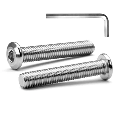 Afbeelding van MINHER M6 x 45 mm 20 stuks platte zeskantige verzonken schroeven bouten meubelbouten roestvrij staal A2 V2A volledige schroefdraad (met knopsleutel)