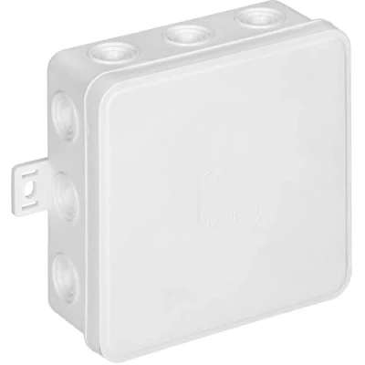 Afbeelding van Miratic Aftakdoos voor buiten, IP54, waterdicht, met 12 kabelwartels, inbouw en opbouw, hoge kwaliteit weerbestendigheid (wit)