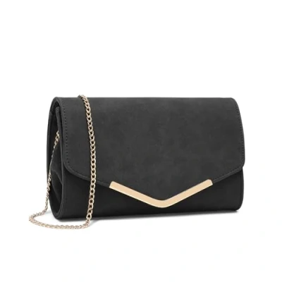 Afbeelding van Miss Lulu Elegante clutch voor dames, avondtas, handtas met ketting, bruiloft, feest, eindejaarsbal, zwart.