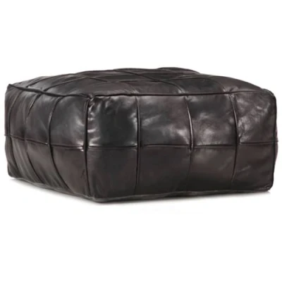 Afbeelding van vidaXL Poef 60x60x30 cm echt geitenleer zwart