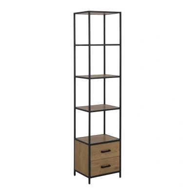 Afbeelding van Seaford boekenrek met 2 laden zwart/hout