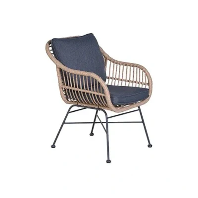 Afbeelding van Margriet dining fauteuil natural rotan/ reflex black Garden Impressions