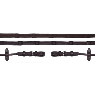 Image de Schockemöhle Rênes Durasoft Rolled Grip DonkerMarron/Argent