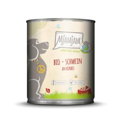 Afbeelding van MjAMjAM Dog BIO blik 6x800g Varkensvlees met pompoen