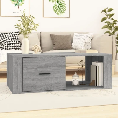 Afbeelding van Salontafel 100x50,5x35 cm bewerkt hout grijs sonoma eikenkleur