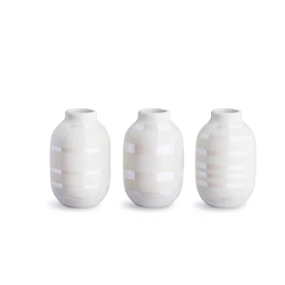 Afbeelding van Kähler Design Vaas Omaggio Set van 3 Stuks Hoogte 8 cm Porselein Parelmoer/Wit