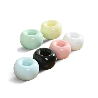 Afbeelding van TANGGER 6 stuks tandenborstelhouders van keramiek, tandenborstelhouder donut kan ook voor pen en lepel worden gebruikt