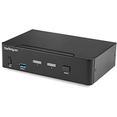 Image de StarTech.com 2 Port DisplayPort KVM Switch 4K 60Hz Single Display Dual UHD DP 1.2 USB with Integrated 3.0 Hub &amp; Audio Dell HP Apple Lenovo TAA Compliant