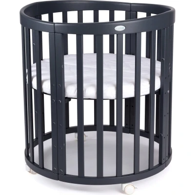 Afbeelding van Multifunctioneel OVAAL 7 in 1 Babybed / peuterbed incl. matras Antraciet