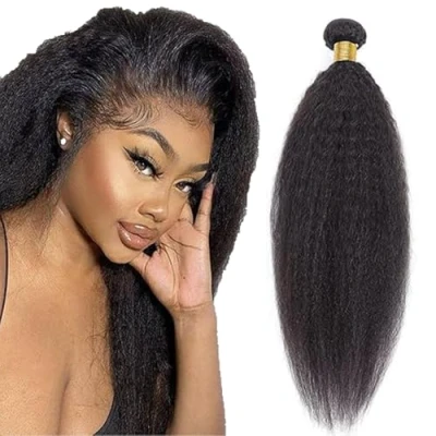 Afbeelding van Tuheerst Yaki Wave Human Hair Bundles Extensions Natural Black Real Sew in Extension 1 Bundle Double Weft Remy Minimal Shedding 22 Inch