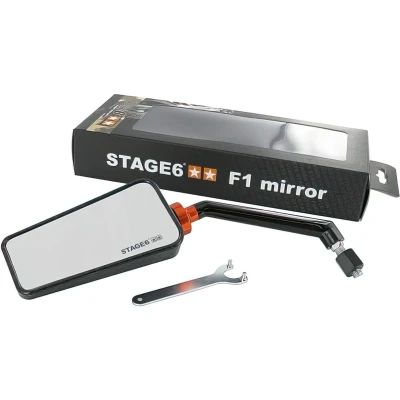 Afbeelding van spiegel Stage6 F1 Carbon (Glans) Links brommer scooter spiegels motor
