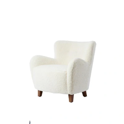 Afbeelding van Light&amp;living Stoel 83x82x81 cm VREYA furry crème+hout donker bruin
