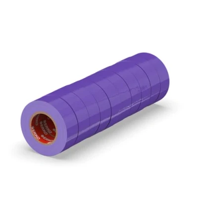 Image de ERKO Ruban adhésif isolant électrique PVC 15mm x 10m 10 pièces Violet Réparation de câbles électriques Très flexible avec une forte adhérence Résistant aux produits chimiques