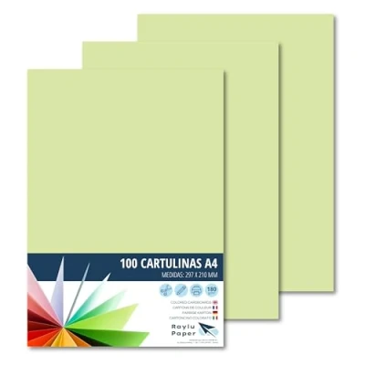 Afbeelding van Raylu Paper® 100 stuks A4 180 g groene kaarten 210 x 297 mm soft touch voor boekbinders, kantoorwerk, tekenen, schoolknutselen, appelgroen