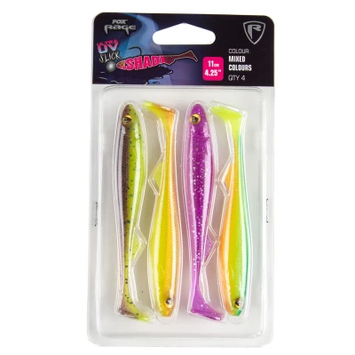 Afbeelding van Fox Rage Slick Shad Mixed UV Colour Pack 13cm (4 stuks)