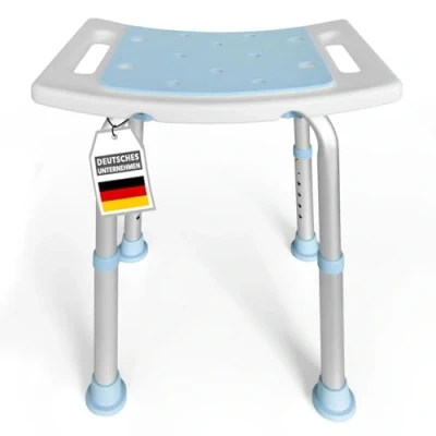 Afbeelding van KARAT Douchekruk, douchestoel 360 graden draaibaar, maximale belasting 150 kg, antislip rubberen poten, in hoogte verstelbaar, badkruk, douchehulp (31 x 34 37 49,5 cm (Nora))