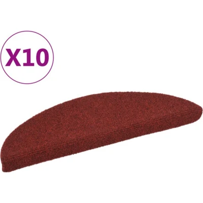 Afbeelding van Trapmatten zelfklevend 10 st 56x17x3 cm naaldvilt rood