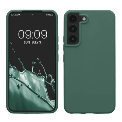 Afbeelding van kwmobile telefoonhoesje geschikt voor Samsung Galaxy S22 Hoesje met siliconen coating Smartphone case in dennengroen