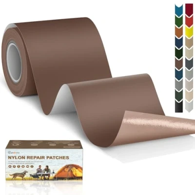 Afbeelding van Cahomo Nylon reparatiepatches, zelfklevend, waterdicht, voor jassen, tenten, kleding, 7,6 x 200 cm, bruin