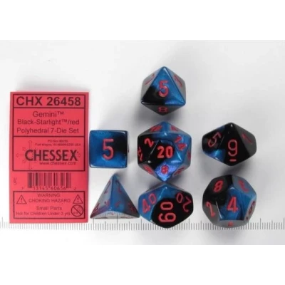 Afbeelding van Chessex Gemini Zwart Starlood/rood Polydice Dobbelsteen Set (7 stuks)